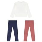 Girls White, Pink & Navy Blue Leggings Set, 2, hi-res
