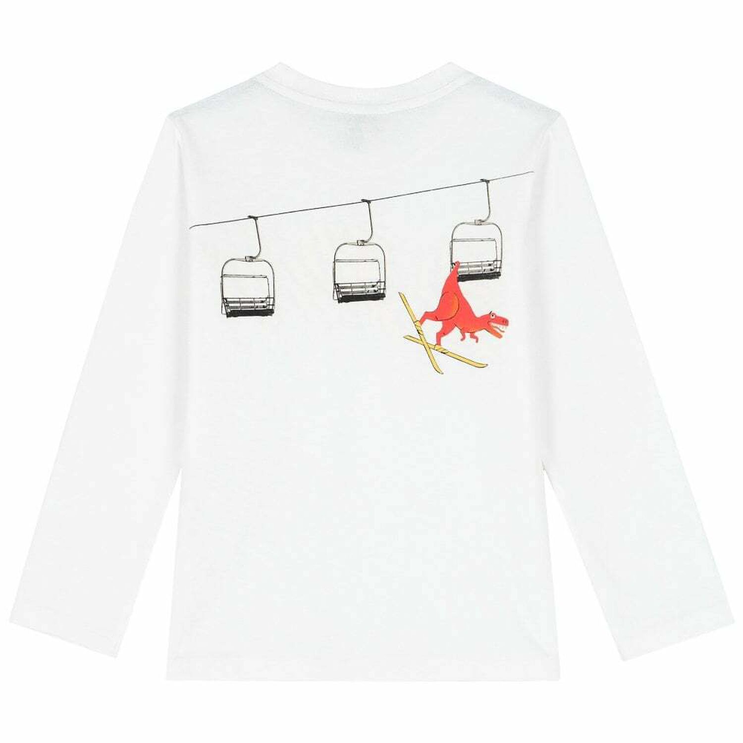 Boys White Dino Long Sleeve Top, 2, hi-res