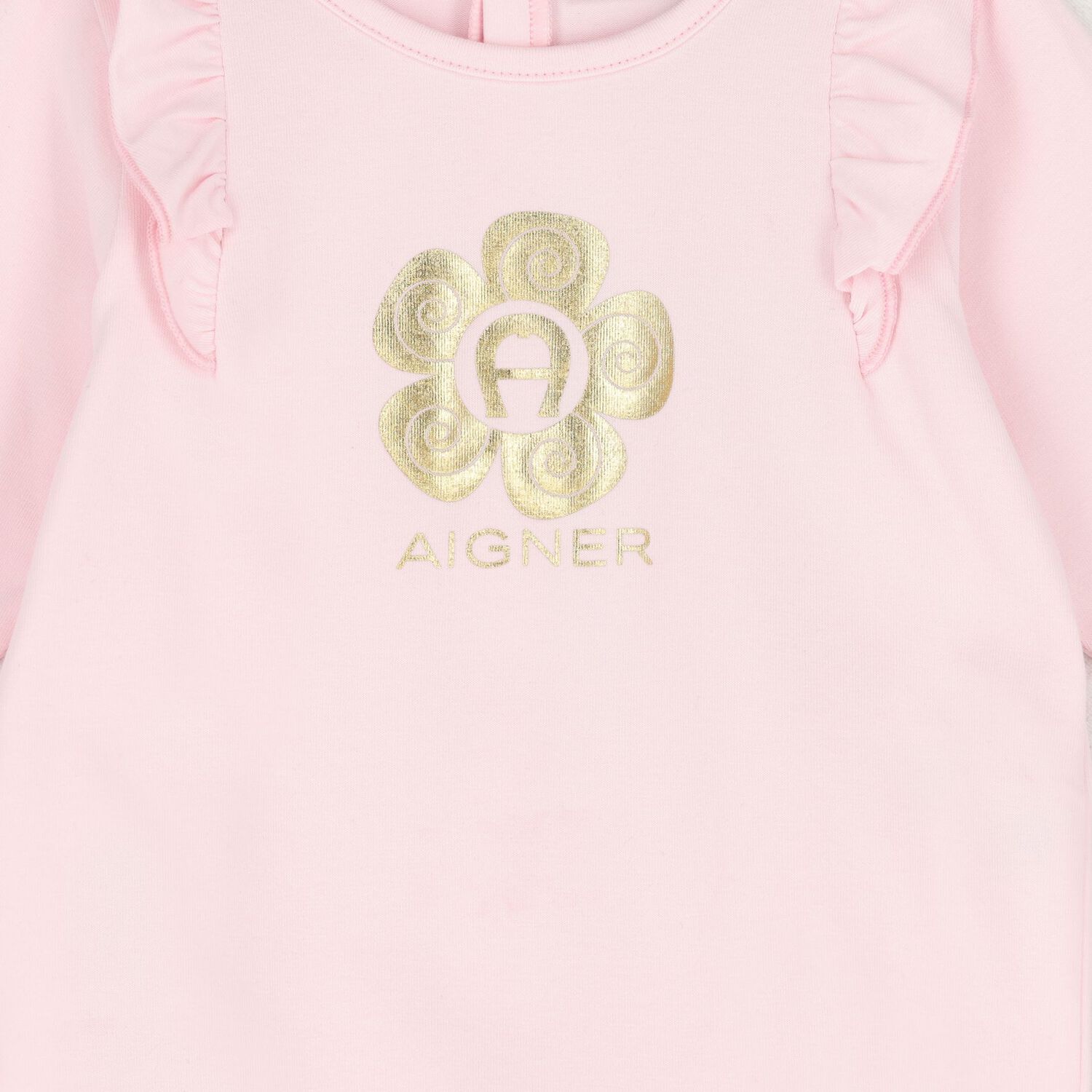 Baby Girls Pink & Gold Logo Babygrow Gift Set, 1, hi-res