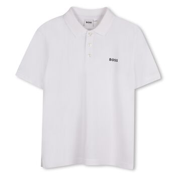 Boys White Logo Polo Shirt