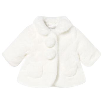 Baby Girls Ivory Faux Fur Coat