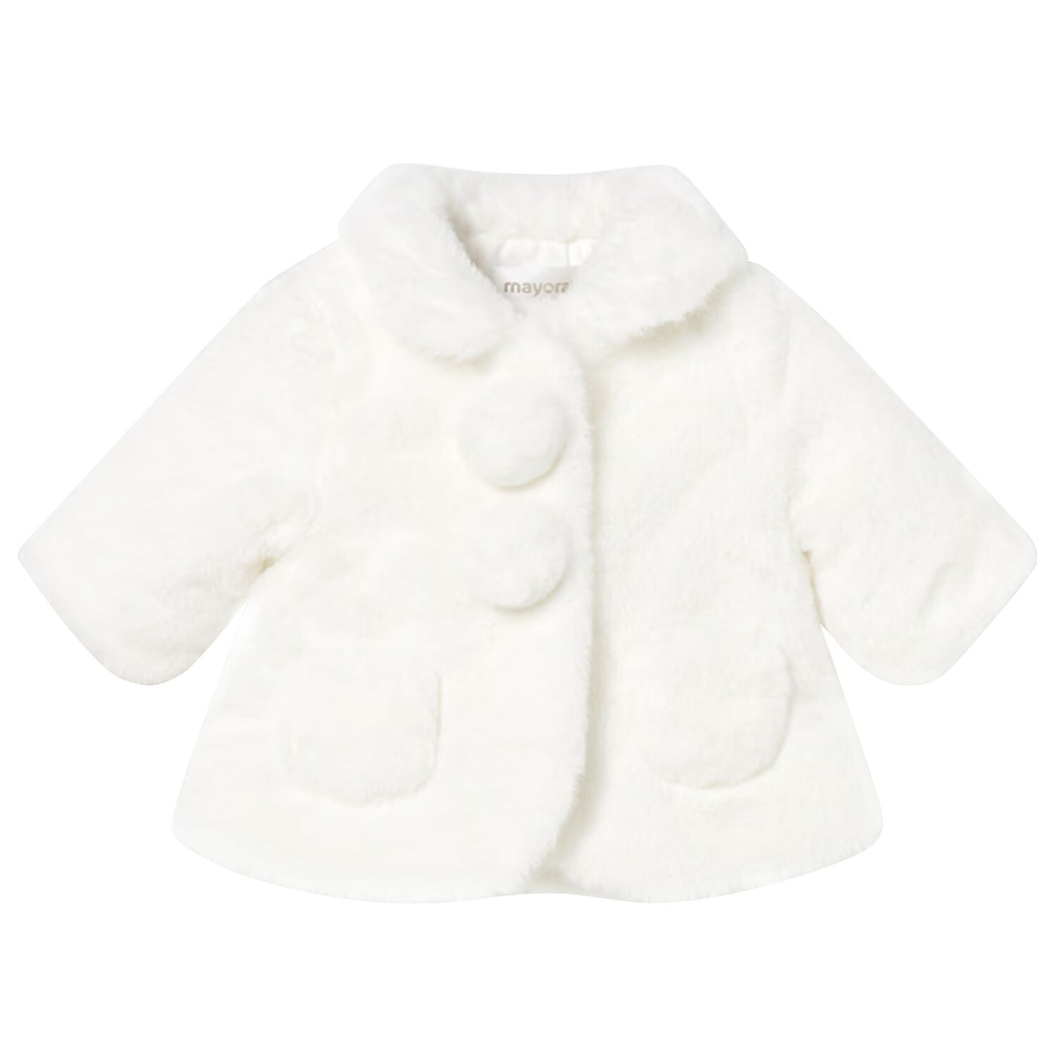 Baby Girls Ivory Faux Fur Coat, 1, hi-res image number null