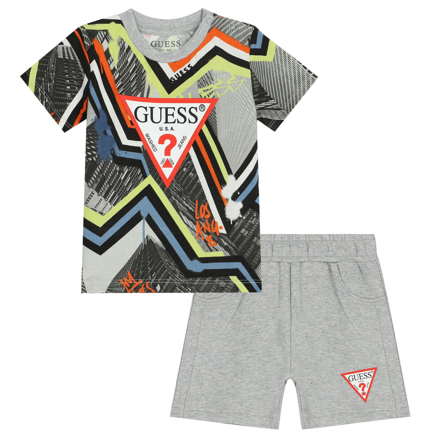 Baby Boys Grey Logo Shorts Set, 3, hi-res