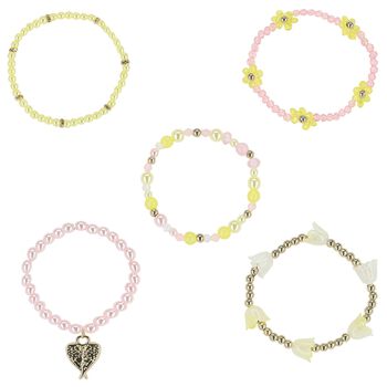 Girls Yellow Beaded Bracelet Set