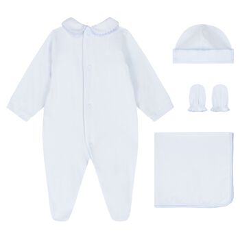 Baby Boys Blue Teddy Bear Babygrow Gift Set