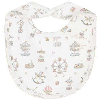 White Carousel & Hot Air Balloon Baby Bib