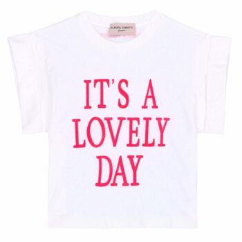 Girls Off White Embroidered Text T-Shirt