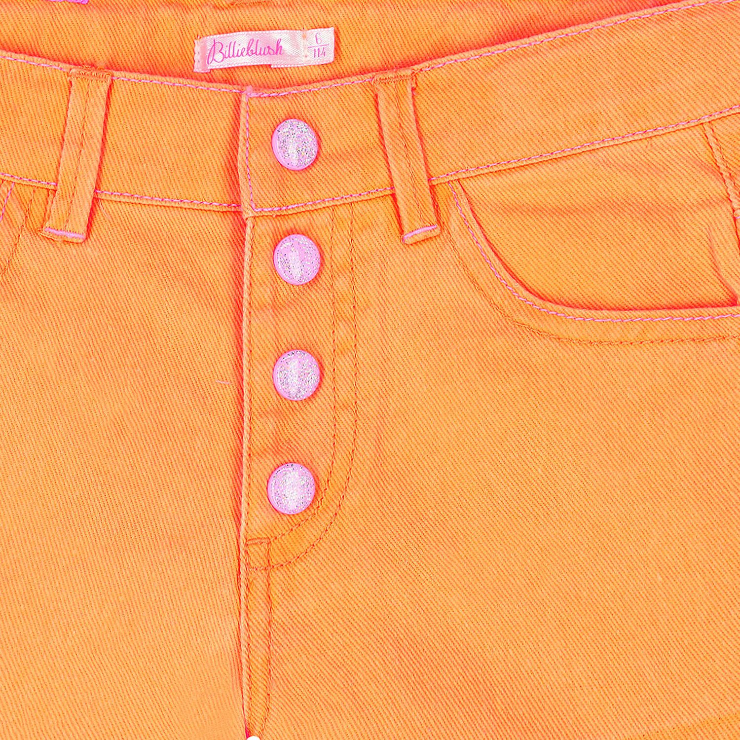 Girls Orange Denim Shorts, 1, hi-res image number null