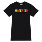 Girls Black Logo Dress, 3, hi-res