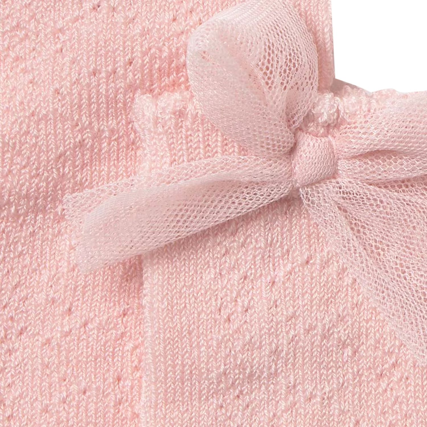 Younger Girls Pink Knitted Bow Socks, 1, hi-res