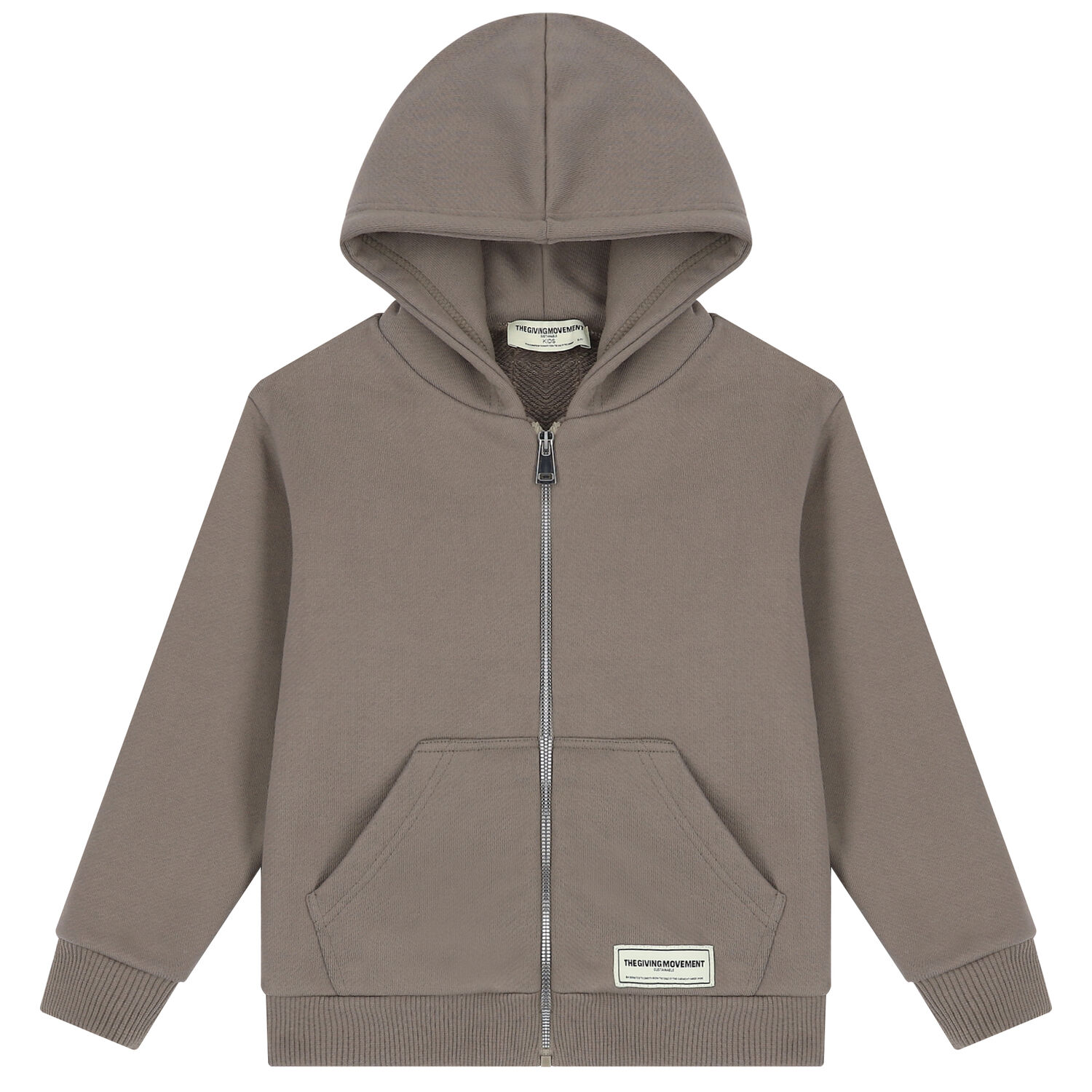 Beige Logo Hooded Zip Up Top, 1, hi-res