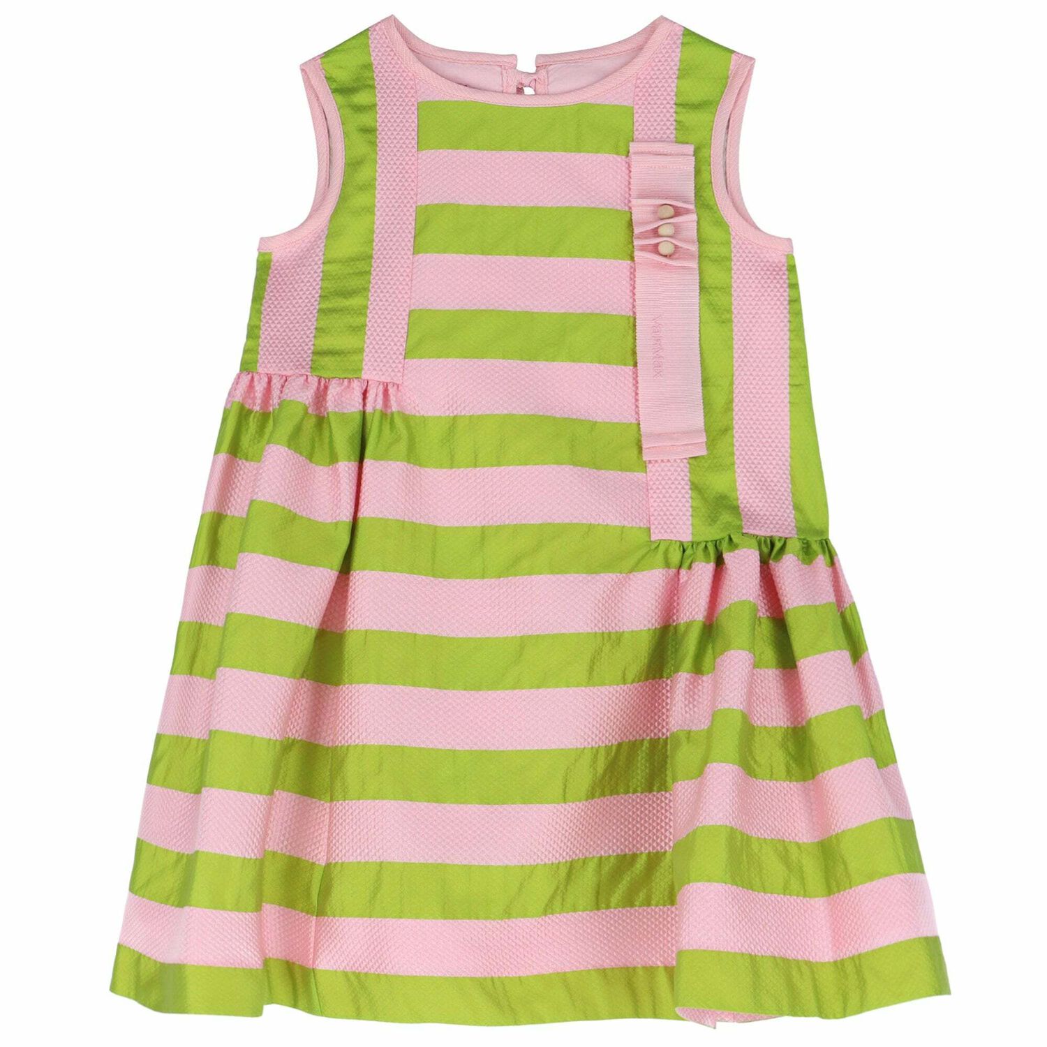 Girls Pink & Green Stripe Dress, 1, hi-res image number null
