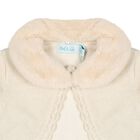 Younger Girls Beige Faux Fur Collar Cardigan, 1, hi-res