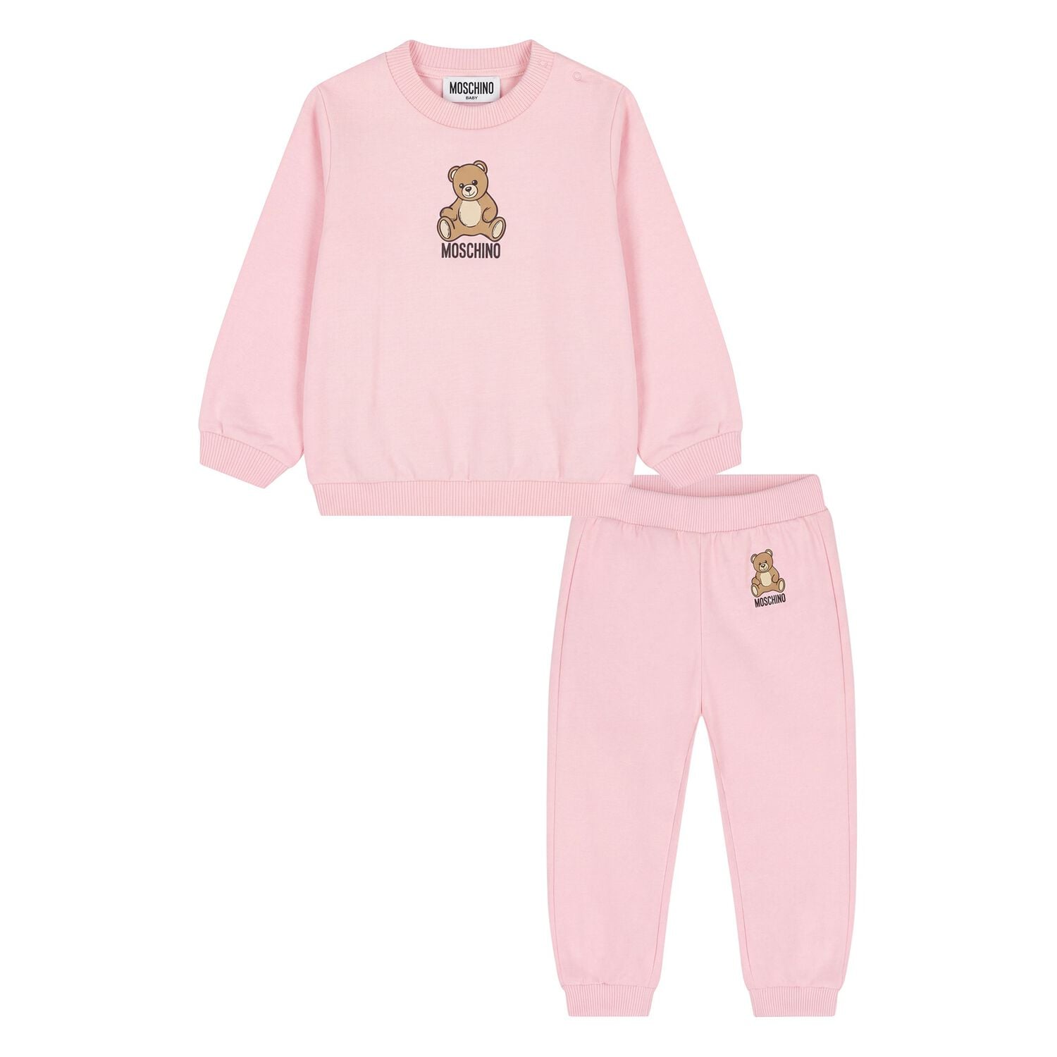 Younger Girls Pink Teddy Bear Logo Tracksuit , 5, hi-res