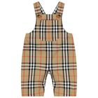 Baby Boys White & Beige Check Dungaree Set, 1, hi-res