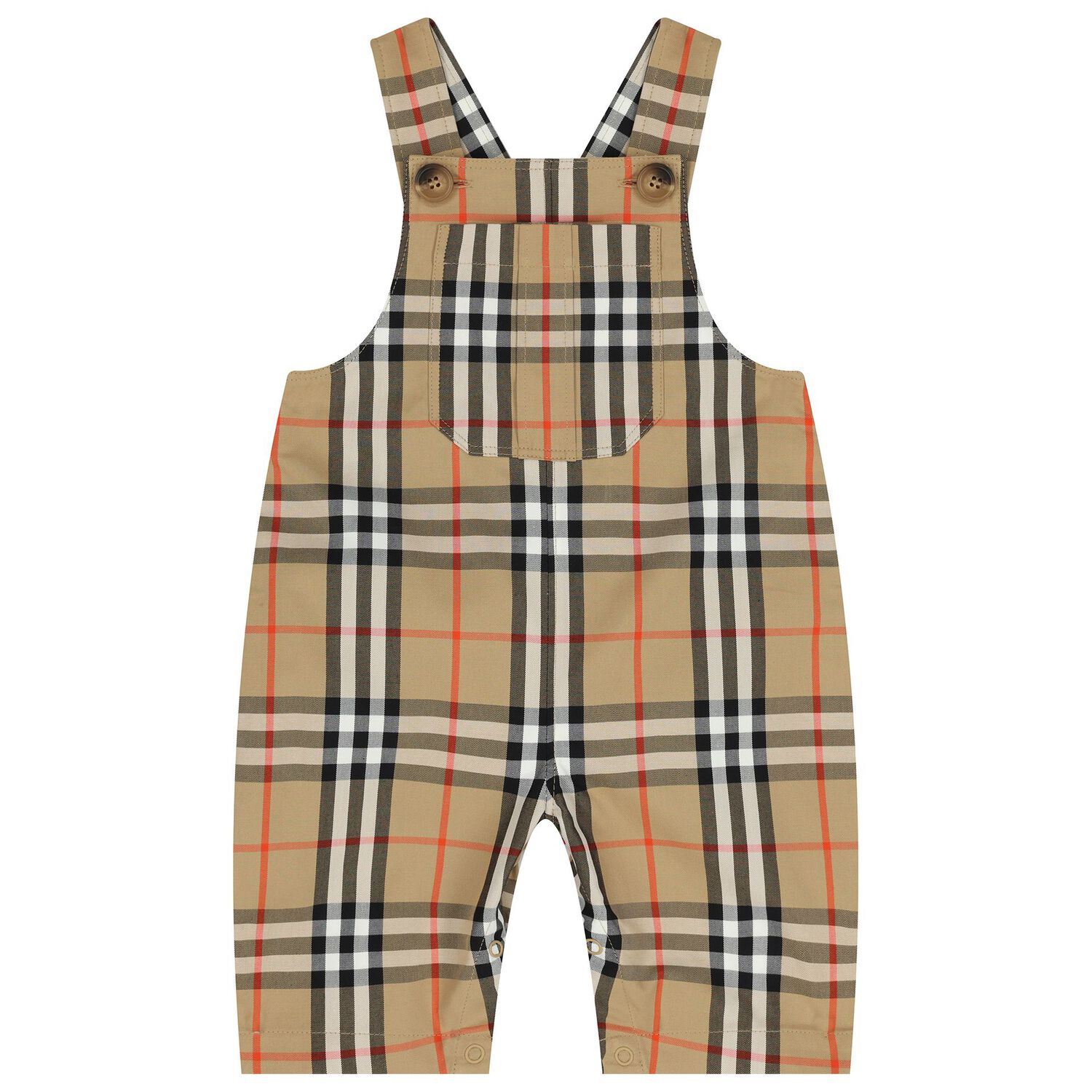 Baby Boys White & Beige Check Dungaree Set, 1, hi-res
