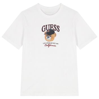 Boys White Teddy Bear T-Shirt