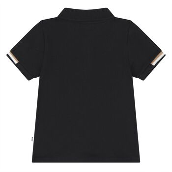 Younger Boys Black Logo Polo Shirt