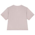 طقم شورتات للبنات باللون البيج والوردي مزين بشعار, 1, hi-res