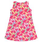 Girls Pink & Yellow Bow Dress, 1, hi-res