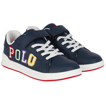 Boys Navy Blue Logo Trainers
