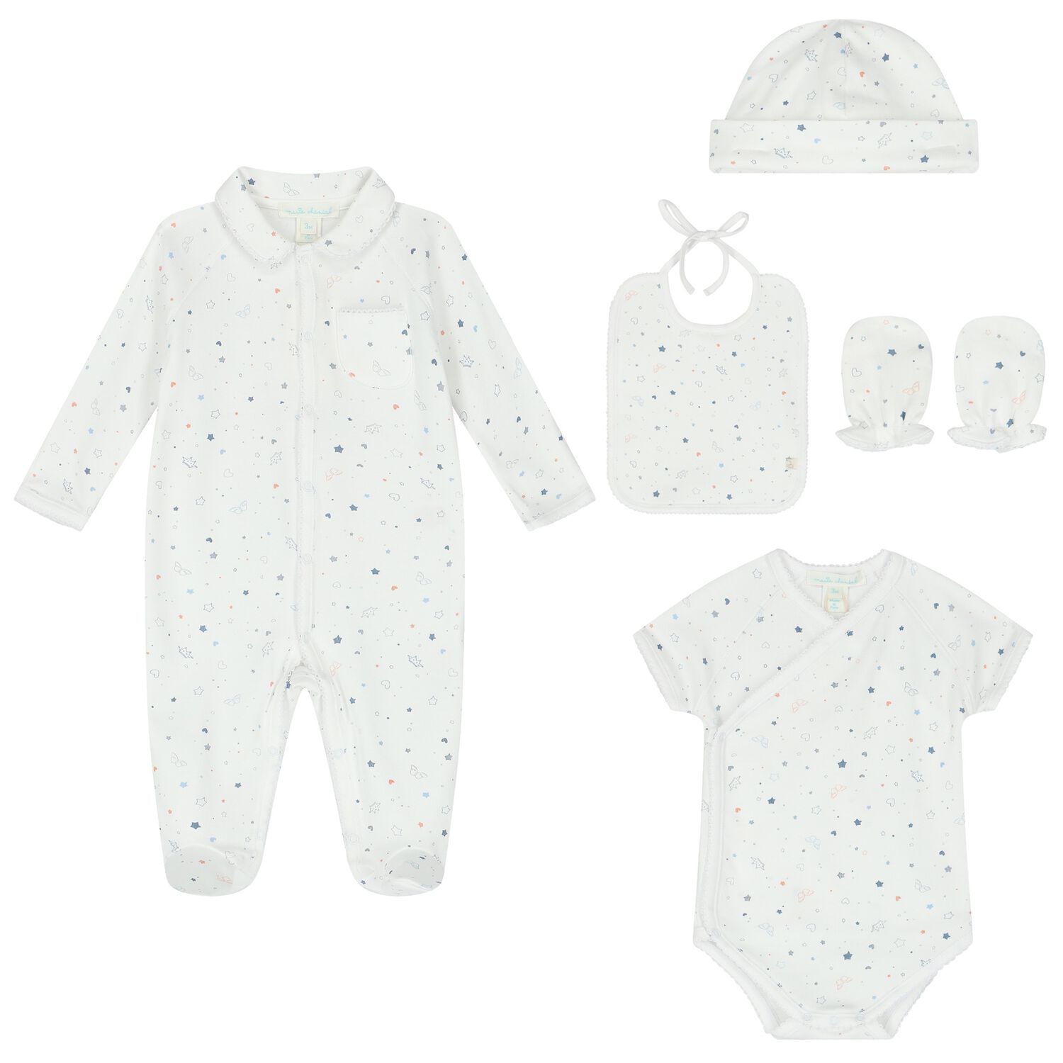 Baby Boys White Star & Crown 5 Piece Gift Set, 2, hi-res image number null