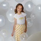 تي شيرت بنات بالشعار باللون العاجي, 1, hi-res