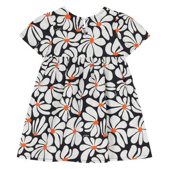 Younger Girls Navy Blue & White Floral Dress