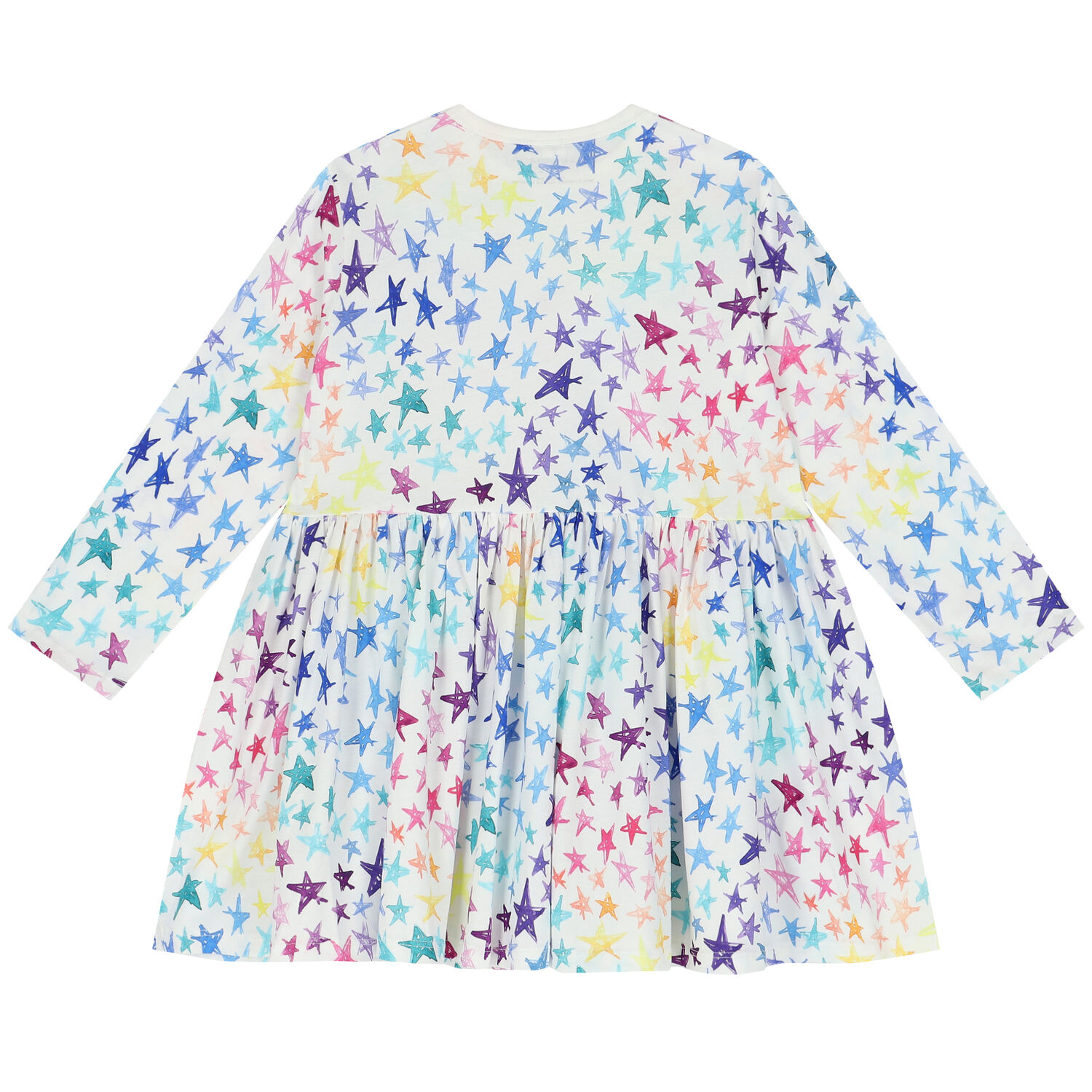 فستان بنات بطبعة النجوم باللون الابيض, 1, hi-res