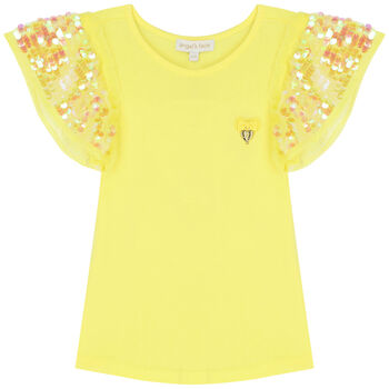 Girls Yellow Sequin Top