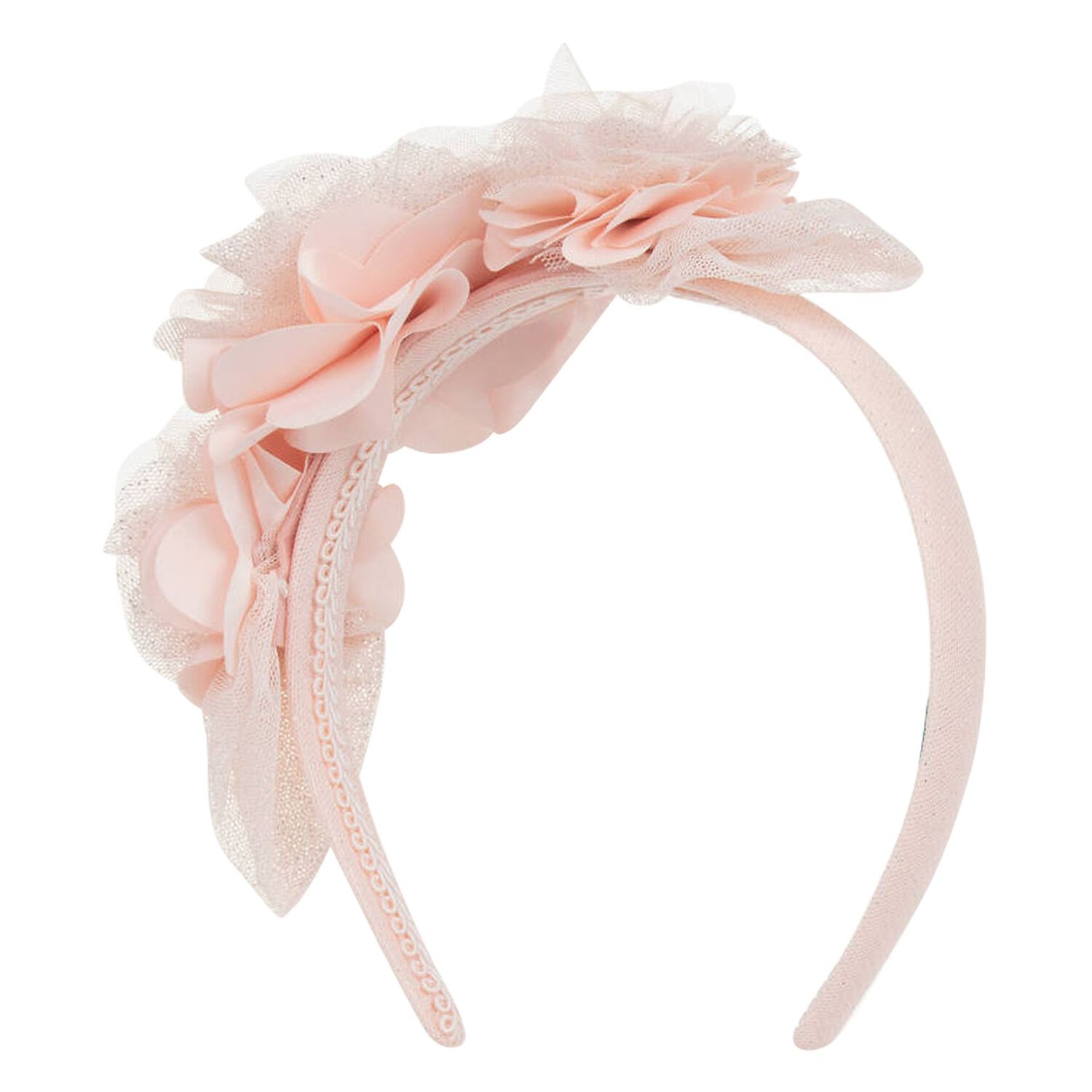 Girls Pink Flower Headband, 2, hi-res