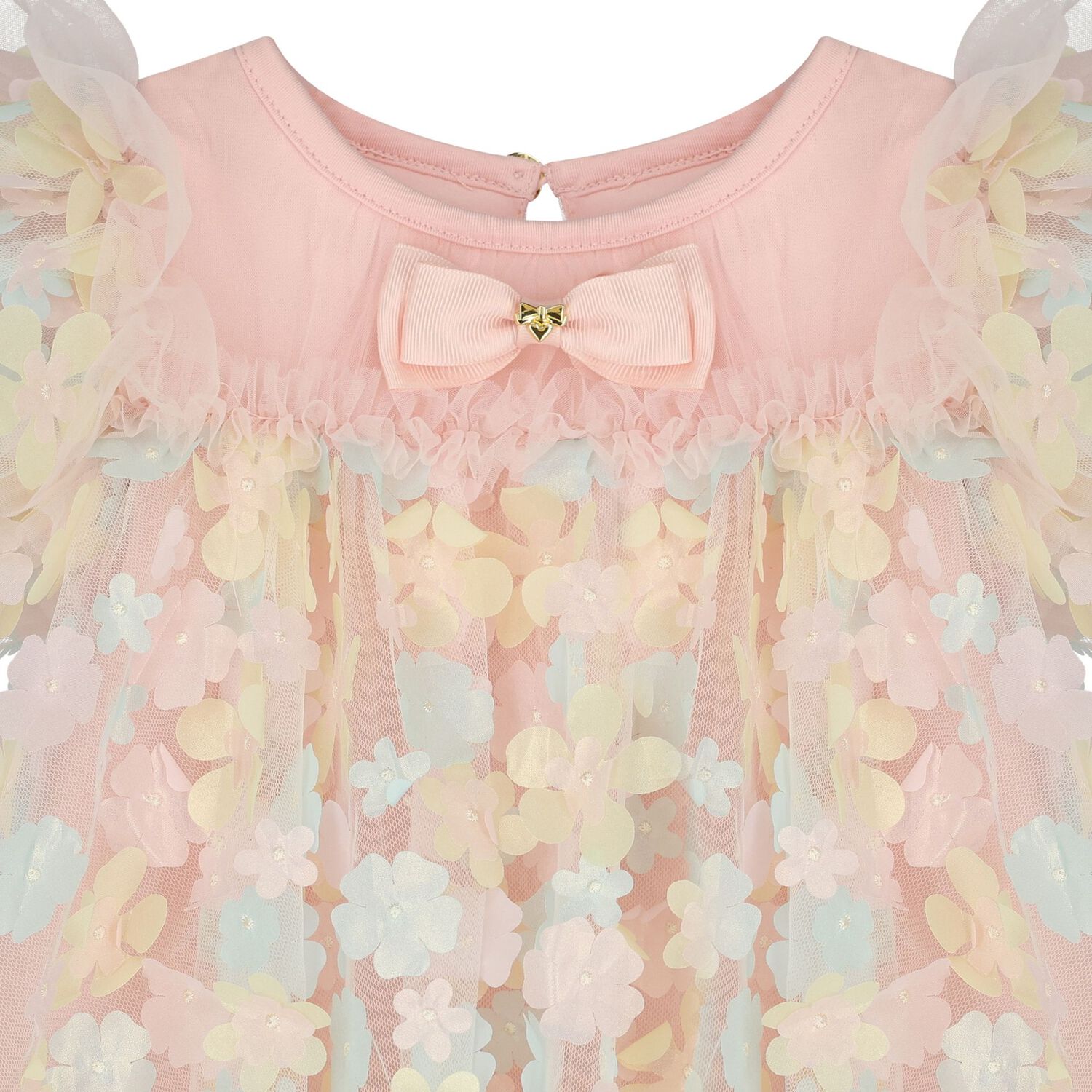 Baby Girls Pink Tulle Flowers Dress, 1, hi-res