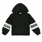 Girls Black Embellished Hooded Top, 1, hi-res