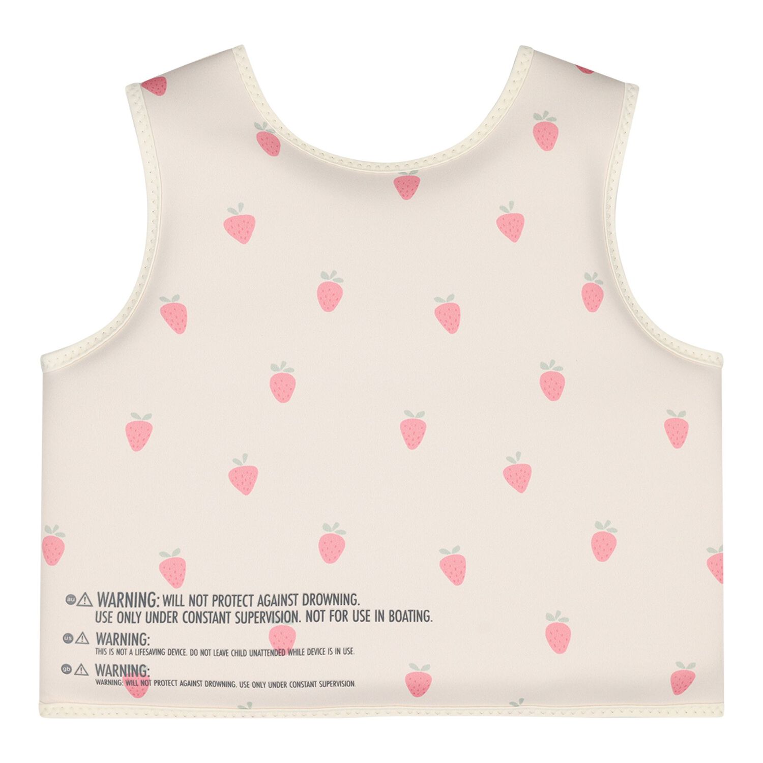 Girls Beige & Pink Strawberry Swim Vest, 1, hi-res
