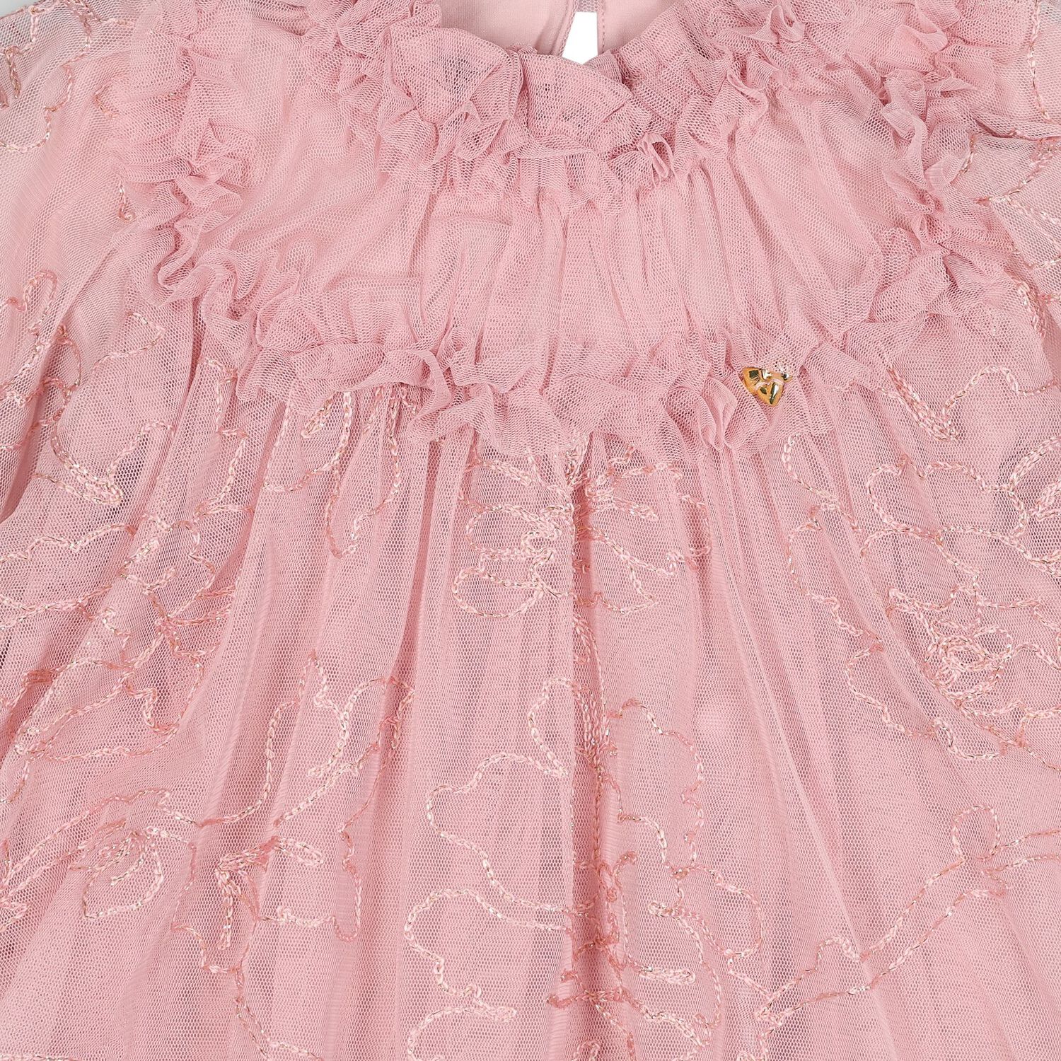 Baby Girls Pink Stitch Embroidered Tulle Nadiya Dress, 2, hi-res