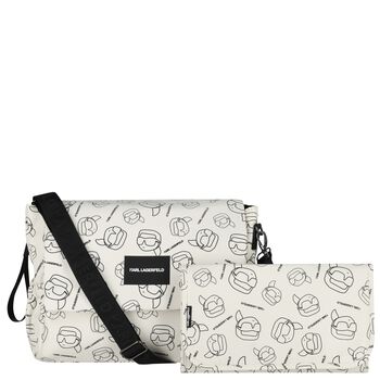 White Ikonik Karl Logo Changing Bag