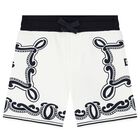 Younger Boys Ivory & Navy Blue Bandana Shorts, 1, hi-res