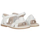 Girls White Logo Flower Sandals , 1, hi-res