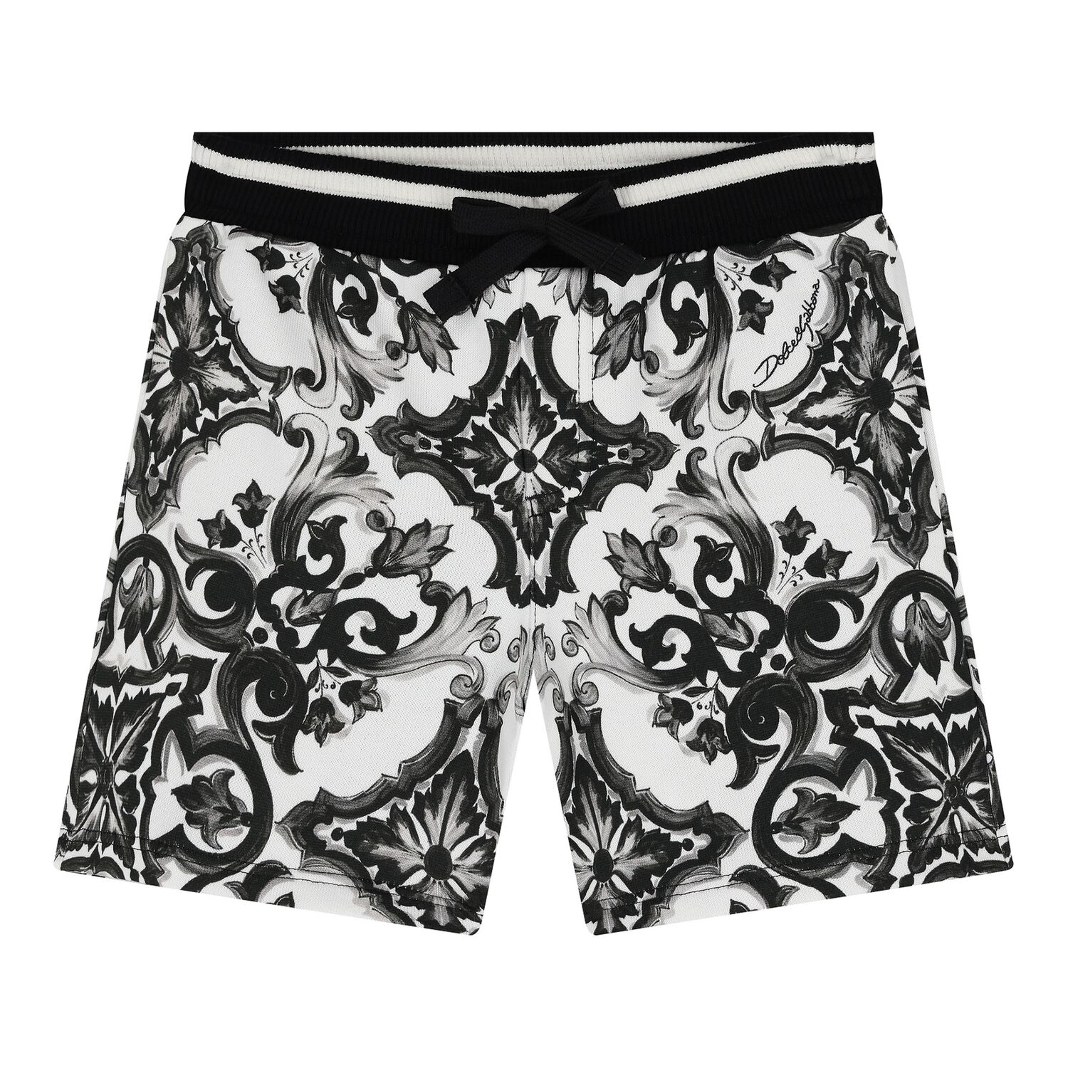 Baby Boys Black & White Majolica Shorts, 1, hi-res image number null