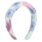 Girls White Embroidered Floral Headband, 1, hi-res