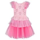 Girls Pink Embellished Ruffle Tulle Dress, 1, hi-res