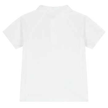 قميص أولاد بولو بالشعار باللون الأبيض