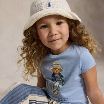 Baby Girls Blue Teddy Bear T-Shirt
