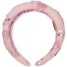 Girls Pink Floral Sequins & Beads Headband, 1, hi-res
