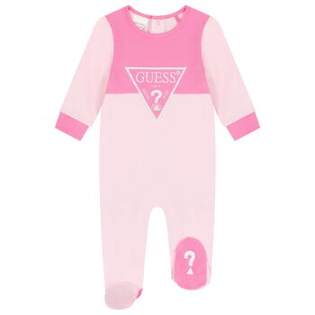 Baby Girls Pink Logo Babygrow, 3 Baby Girls Pink Logo Babygrow