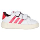 حذاء بنات رياضي بالشعار باللون الأبيض والوردي, 1, hi-res