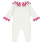 Baby Girls White & Pink Liberty Babygrow, 1, hi-res