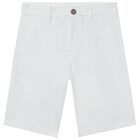 Boys White Chino Shorts, 6, hi-res