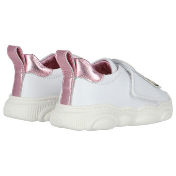 Girls White Embellished Teddy Logo Trainers