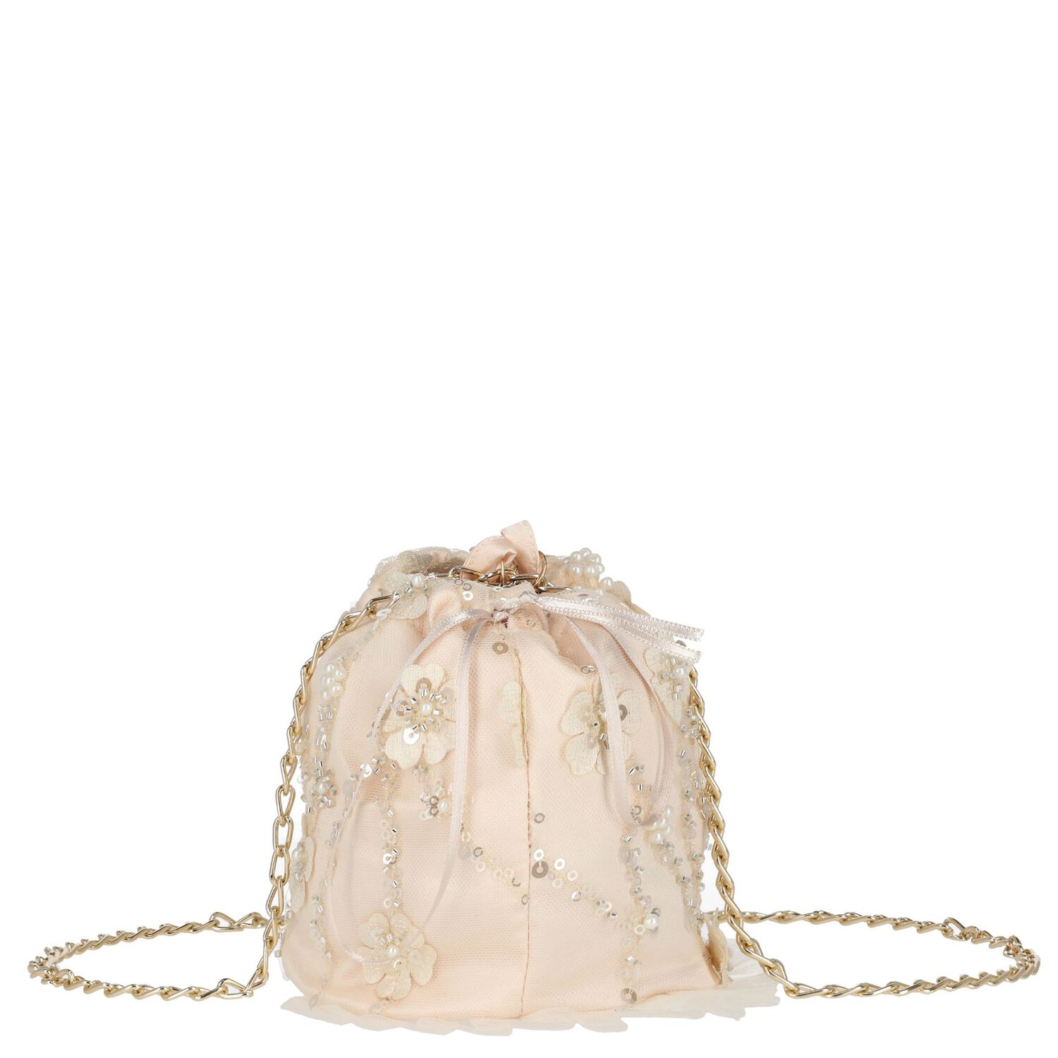 Girls Pink Feathered Floral Handbag, 1, hi-res